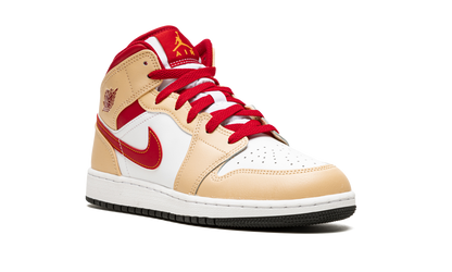 Air Jordan 1 Mid GS Beige / Red 554725 201