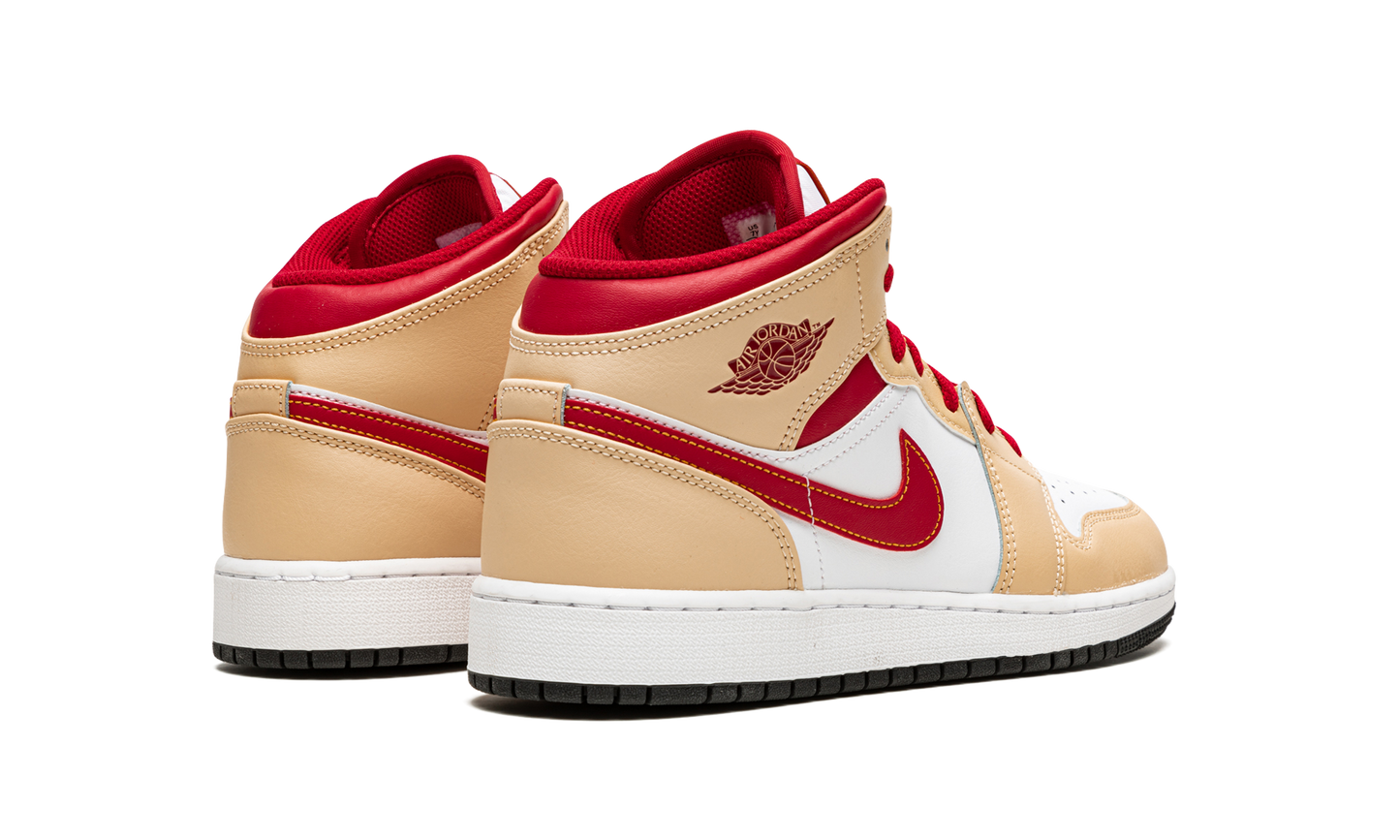Air Jordan 1 Mid GS Beige / Red 554725 201
