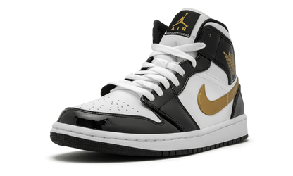 Air Jordan 1 Mid SE Black Gold Patent Leather 852542 007