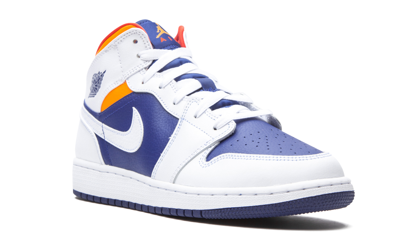 Air Jordan 1 Mid GS White Deep Royal Blue 554725 131