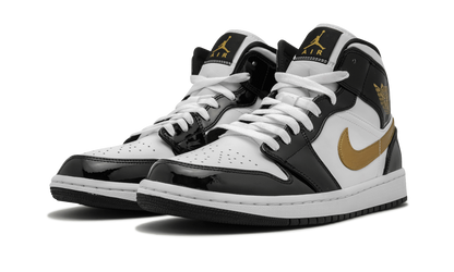Air Jordan 1 Mid SE Black Gold Patent Leather 852542 007