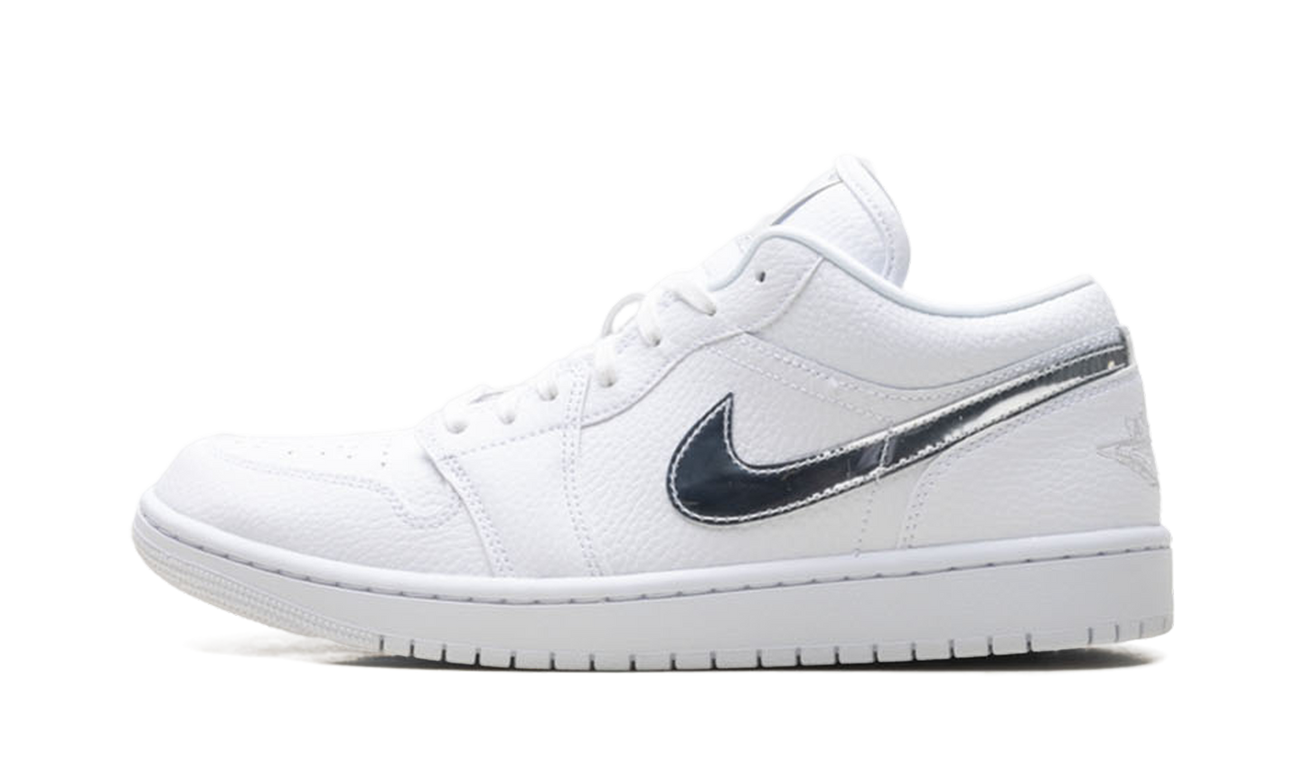 Womens Air Jordan 1 Low SE White Metallic Silver' IQ9381 100