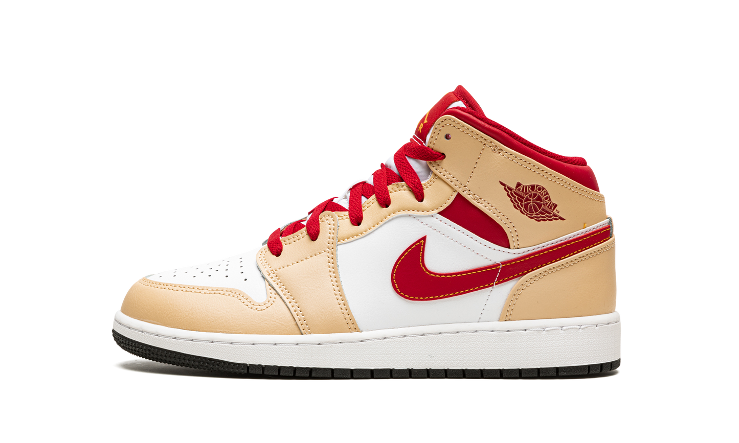 Air Jordan 1 Mid GS Beige / Red 554725 201