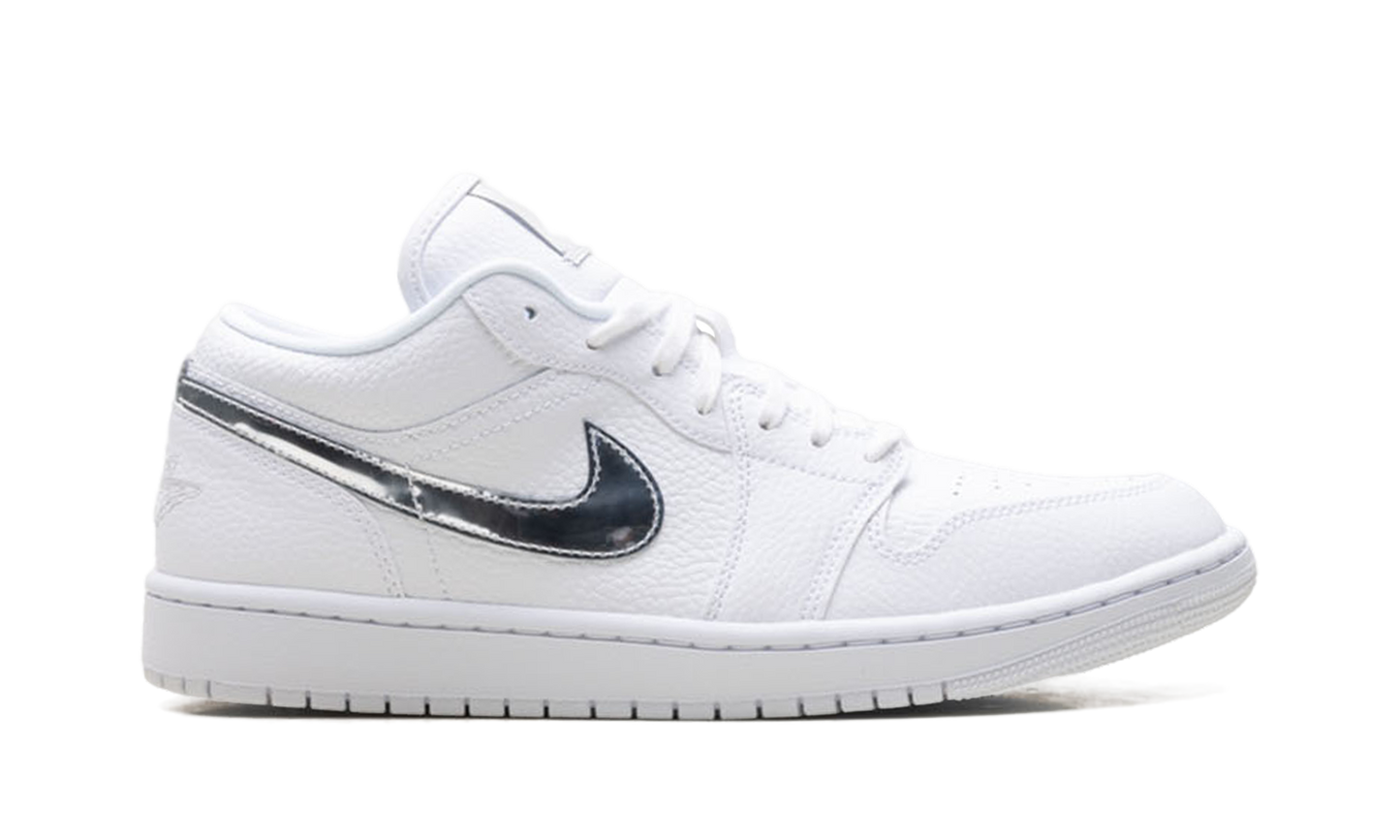 Womens Air Jordan 1 Low SE White Metallic Silver' IQ9381 100